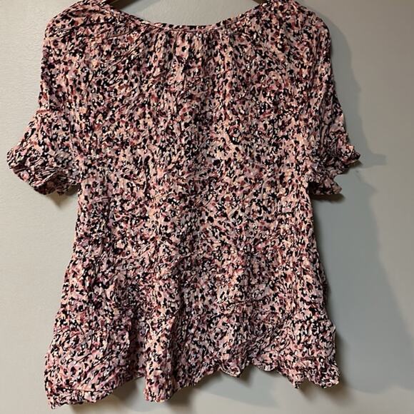 NEW Womens Size XS Beach Lunch Lounge Ruffle Shirt Floral print 100% viscose  Ne - Picture 3 of 5